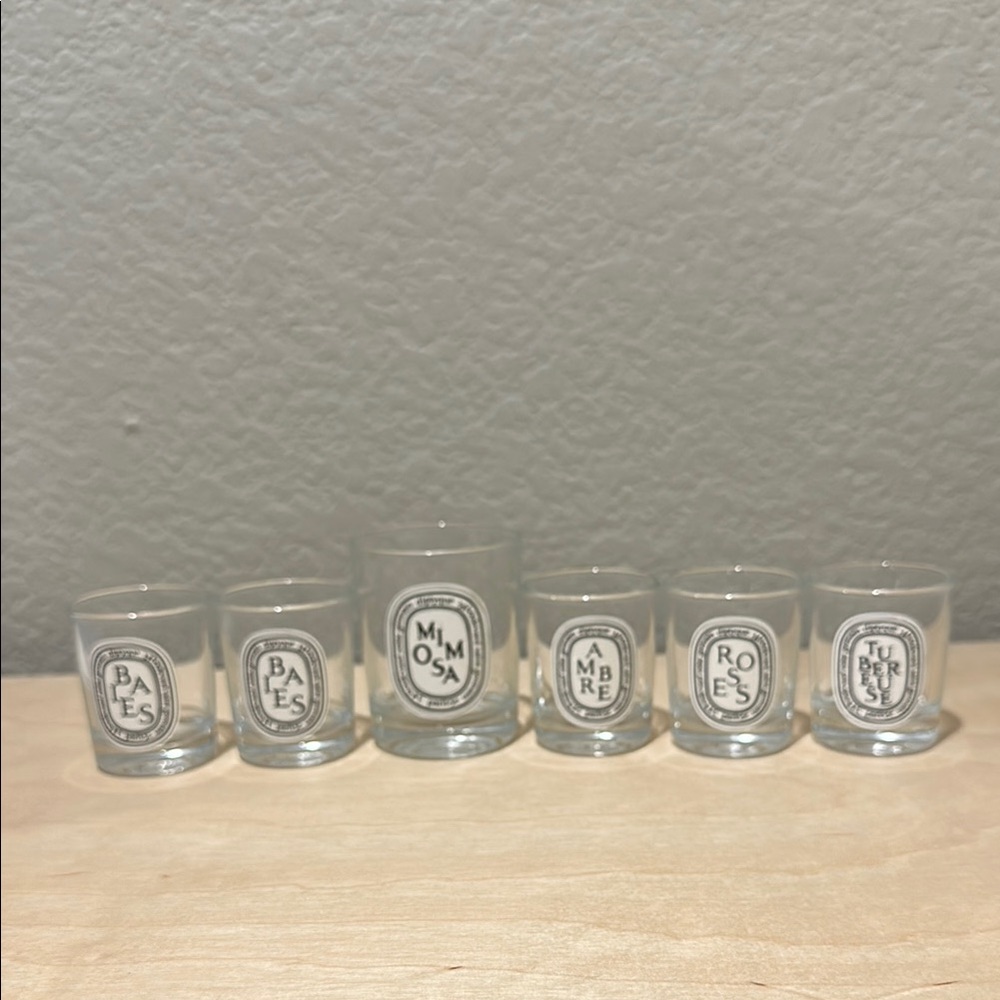Set of Six Diptyque Glass Candle Holders